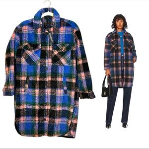 Blank NYC Blue and Pink Plaid Utility Jacket